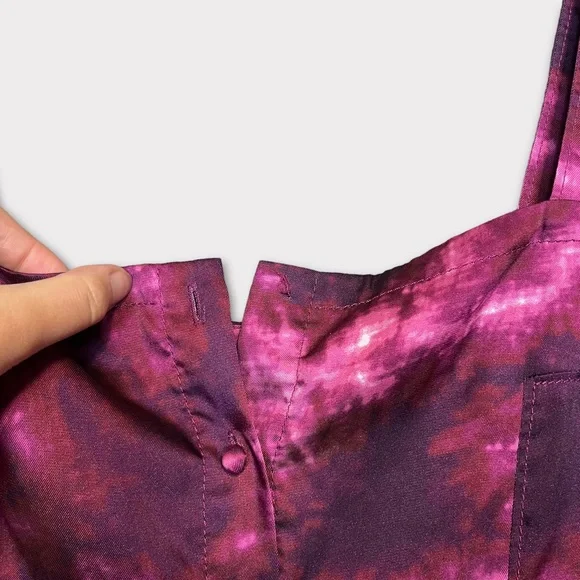 CINQ A SEPT Tie Dye Alexa Dress Size 6 Slip Dress Purple Long Maxi Satin - Picture 12 of 12